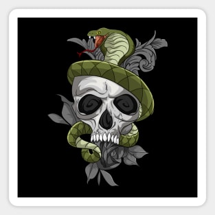 Floral Snake Skull Tattoo Magnet